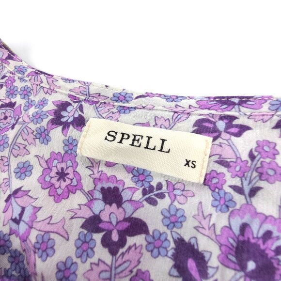 NEW Spell Sienna Sleeveless Tunic Dress Lilac Floral Resort Cottagecore Boho XS - Picture 2 of 8
